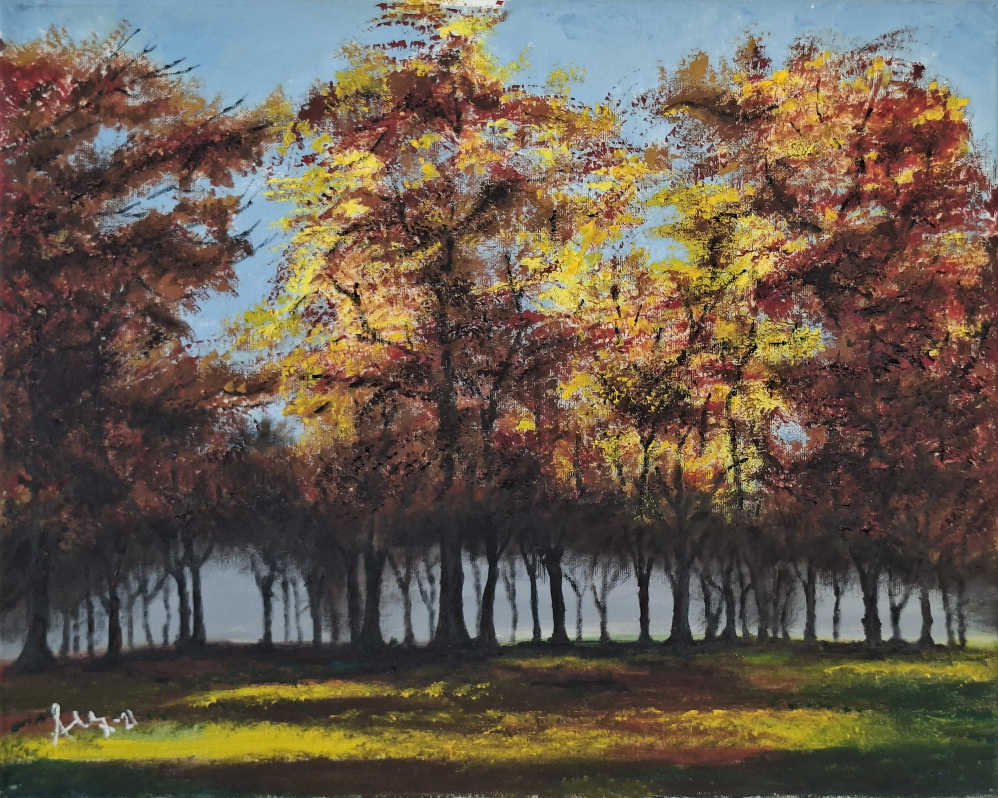 An exquisite oil painting on canvas, subject: landscape or abstract, rich oil textures, professional studio lighting